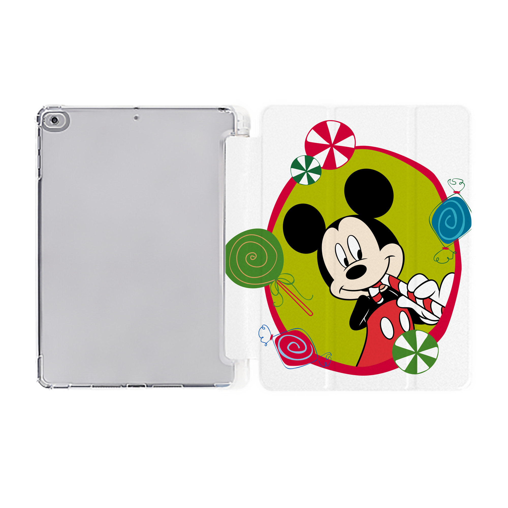 （画像用） ミッキーマウス Mickey Mouse IPad ケース ペン収納付き 三つ折りスタンド PUレザー×シリコン 対応機種9.5/10.5/10.9インチ